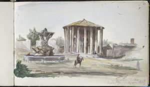 منظر طبيعي مع أشكال ، تيمبلوم فيستاس ، روما ، 9 أبريل 1869 (ألوان مائية فوق الجرافيت على ورق منسوج أبيض فاتح) بواسطة جون سينغر سارجنت