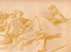 مستلق شخصيات ديفيد في Sauls Camp ، c1905 بواسطة جون سينغر سارجنت