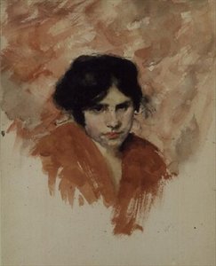 رسم تخطيطي لرأس المرأة وكتفيها (ألوان مائية على ورق) بواسطة جون سينغر سارجنت
