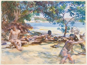The Bathers (مرحاض وغواش فوق الجرافيت على ورق) بواسطة John Singer Sargent