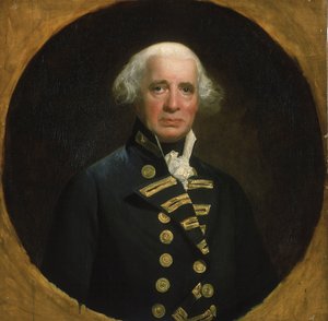 صورة شخصية للأدميرال ريتشارد هاو (1726-1799)، أول إيرل هاو، قائد أسطول القنال عام 1794، شارك في الحروب الثورية الفرنسية (1793-1802)، قبالة ساحل أوسان (فرنسا)