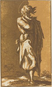 قديس ذكر واقفًا بذراعين مطويتين متجهًا إلى اليمين بواسطة John Skippe after Parmigianino