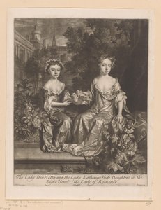 Portret van Henrietta en Katherine Hyde قابلت een duif السيدة Henrietta والسيدة Katherine Hide Daughters to the / Right Honorable the Earle of Rochester (العنوان على الكائن) بواسطة إدوارد كوبر