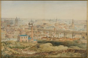 نيوكاسل أبون تاين من Windmill Hills ، Gateshead ، 1887 (قلم رصاص ومرحاض على الورق)