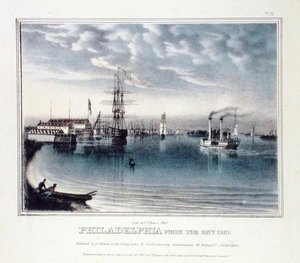 فيلادلفيا من نيفي يارد ، حوالي 1840 (ليثو ملون) بواسطة جون ت. بوين