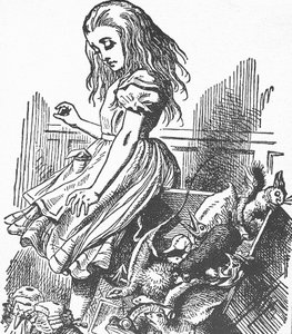 كارول ، لويس (1832-1898). كاتب وعالم رياضيات ومصور إنجليزي. مغامرات أليس في بلاد العجائب (نقش) بواسطة جون تينيل