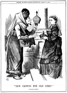 تيجان جديدة للأولاد القدامى! ، بنجامين دزرائيلي يقدم تاج الهند للملكة فيكتوريا ، 1876 بواسطة جون تينيل