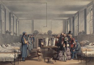 الملكة فيكتوريا والأمير ألبرت يزوران الجنود المصابين في حرب القرم ، في مستشفى برومبتون ، تشاتام ، 1855 بواسطة جون تينيل