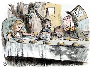 مشهد من Alices Adventures in Wonderland بقلم لويس كارول ، 1865 بواسطة جون تينيل