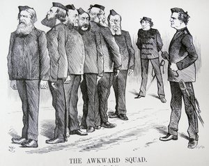 فرقة AWKWARD. جون تينيل كارتون. الصعوبات التي واجهها دزرائيلي مع الآراء المختلفة في حكومته حول السياسات المتعلقة بالحرب الروسية / التركية بواسطة جون تينيل