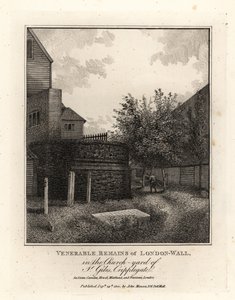 Remains of the Roman London Wall in the churchyard of St Giles, Cripplegate بواسطة جون توماس سميث