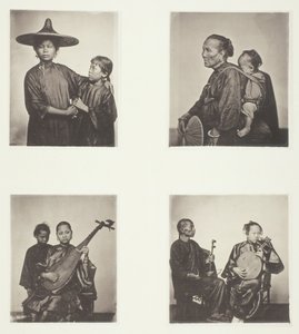 فتيات القوارب ، امرأة كانتون قارب وطفل ، موسيقيون ، موسيقيون ، ج. 1868. بواسطة جون طومسون
