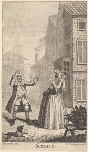 صورة أمامية لـ Moliere's Sganarelle، ou le Cocu Imaginaire The Imaginary Cuckold، ca. 1732. بواسطة جون فاندرغوشت