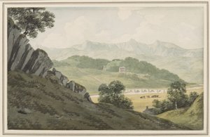 جسر Llanelltyd فوق Maw ، على الطريق بين Barmouth و Dolgellau ، يتطلع إلى Hengwrt وما بعده إلى Cader Idris ، Merionethshire ، 16 يوليو 1790 (مرحاض على ورق) بواسطة جون وارويك سميث