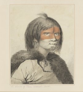 27: امرأة من صوت الأمير ويليام ، من سلسلة من الألوان المائية التي توضح رحلة الكابتن كوك الأخيرة ، c.1773-84 بواسطة جون ويبر