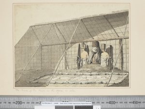 F.18 داخل المنزل ، في Morai ، في Atooi ، حوالي 1773 - 84 (ألوان مائية) بواسطة جون ويبر