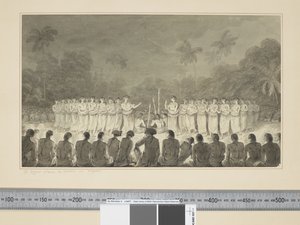 F.6 رقصة ليلية لنساء في Hapaee ، حوالي 1773 - 84 (ألوان مائية) بواسطة جون ويبر