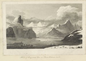 منظر لـ Snug Corner Cove في صوت الأمير وليام: الدقة والاكتشاف الموضحان في الصوت عام 1778 في رحلة الكابتن كوك الثالثة بواسطة جون ويبر
