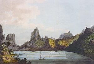 منظر لميناء تالو في جزيرة إيميو ، من "فيوز في جنوب البحار" ، الحانة. 1789 (النقش)