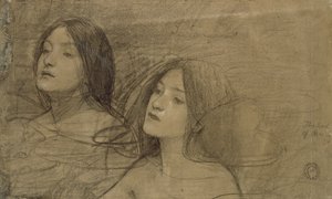 دراسة اثنين من الحوريات من أجل Hylas and the Nymphs ، c1890s بواسطة جون وليام ووترهاوس