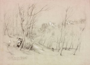 منزل السيد Grey&39;s و Dilston Hall ، Corbridge in the Distance (لون الجسم وقلم رصاص على ورق) بواسطة جون ويلسون كارمايكل