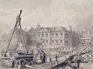 قاعة Fishmongers 'Hall من الشمال الشرقي ، لندن ، c1835 بواسطة جون وودز