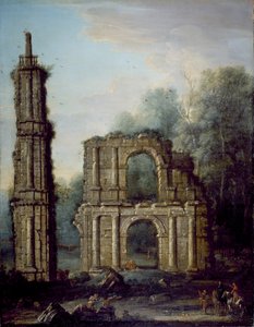 The ruins of Holdenby Castle, Northamptonshire, c.1735-45 (oil on canvas) بواسطة جون ووتون