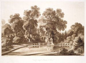منظر لنافورة وكهف المعبد ، سيزينكوت ، محفور بواسطة فريدريك كريستيان لويس سنر. (1779-1856) ، c.1817-18 (البني الداكن) (انظر أيضًا 171663)