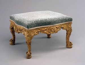 كرسي ، c.1757 (خشب الجير ، مذهب ومفروشات)