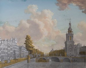 منظر للبرج المسمى Jan Roodenpoortstoren وقناة Singel في أمستردام بواسطة جوناس زونر
