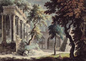 معبد زحل (آثار رومانية) (قلم وحبر وألوان مائية وغسل على ورق)