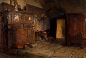 كوخ بريتون داخلي ، 1887. بواسطة جوناثان برات