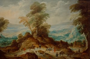 Gebirgslandschaft mit Jagdgesellschaft بواسطة جووس دي مومبر