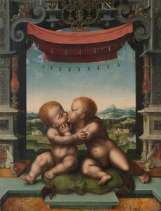 احتضان الرضع المسيح والقديس يوحنا المعمدان 152025 بواسطة ورشة عمل Joos van