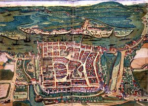 خريطة Altenstadt ، من "Civitates Orbis Terrarum" بقلم جورج براون (1541-1622) وفرانس هوغنبرغ (1535-90) حوالي 1572-1617 (نقش ملون) بواسطة جوريس (بعد) هوفناجل