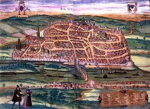 خريطة بلوا ، من "Civitates Orbis Terrarum" بقلم جورج براون (1541-1622) وفرانس هوغنبرغ (1535-90) ، حوالي 1572 (نقش ملون)