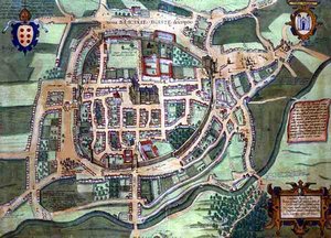 خريطة براك ، من "Civitates Orbis Terrarum" من Georg Braun (1541-1622) و Frans Hogenberg (1535-90) ، c.1572 (نقش ملون) بواسطة جوريس (بعد) هوفناجل