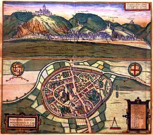 خريطة كوشين ، من "مدن العالم" بقلم جورج براون (1541-1622) وفرانس هوغنبرغ (1535-90)