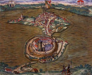 خريطة راتزيبورغ ، من "Civitates Orbis Terrarum" بقلم جورج براون (1541-1622) وفرانس هوغنبرغ (1535-90) 1588 (نقش ملون) بواسطة جوريس (بعد) هوفناجل