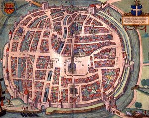 خريطة Solvaer ، من "Civitates Orbis Terrarum" بواسطة Georg Braun (1541-1622) و Frans Hogenberg (1535-90) c.1572-1617 (نقش ملون)