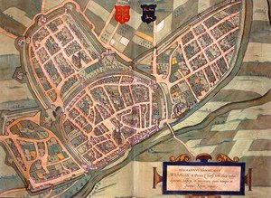 خريطة ويسل ، من "Civitates Orbis Terrarum" بقلم جورج براون (1541-1622) وفرانس هوغنبرغ (1535-90) حوالي 1572-1617 (نقش ملون)