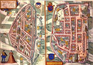 خرائط شارتر ودونوا ، من "Civitates Orbis Terrarum" بقلم جورج براون (1541-1622) وفرانس هوغنبرغ (1535-90) حوالي 1572-1617 (نقش ملون) بواسطة جوريس (بعد) هوفناجل