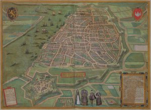 خريطة أنتويرب ، من "العالم" بقلم براون (1541-1622) وفرنس هوجنبرج (1535-90) ، ج .1572