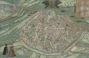 خريطة أفينيون ، من "Civitates Orbis Terrarum" لجورج براون (1541-1622) و فرانس هوجينبرغ ، c.1572 (نقش الألوان)