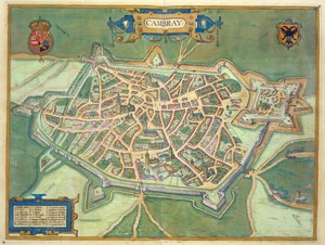 خريطة كامبراي ، من "Civitates Orbis Terrarum" لجورج براون (1541-1622) وفرنس هوجنبرج (1535-90) ، c.1572 (نقش الألوان)