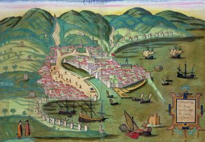 خريطة خيوس ، من "العالم" التي كتبها براون (1541-1622) وفرانز هوغنبرغ (1535-90) c.1572-1617