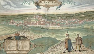 خريطة كراكوف ، من "العالم" التي كتبها براون (1541-1622) وفرانز هوغنبرغ (1535-90) ، ج .1572 بواسطة Joris Hoefnagel