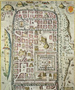 خريطة القدس والمنطقة المحيطة بها ، من "Civitates Orbis Terrarum" لجورج براون (1541-1622) وفرنس هوجنبرج (1535-90) c.1572-1617 (انظر 138906) بواسطة جوريس هوفناجل