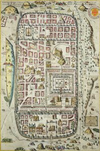 خريطة القدس والمنطقة المحيطة بها ، من "Civitates Orbis Terrarum" لجورج براون (1541-1622) وفرنس هوجنبرج (1535-90) c.1572-1617 (انظر 138905-96) بواسطة جوريس هوفناجل