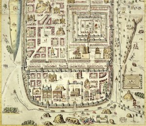 خريطة القدس والمنطقة المحيطة بها ، من "Civitates Orbis Terrarum" لجورج بروم (1541-1622) وفرنس هوجنبرج (1535-90) c.1572-1617 (انظر 138905)